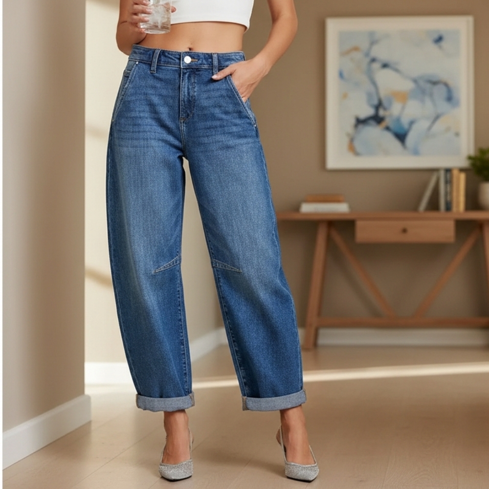 High-Rise Wide Leg Jeans - Blue